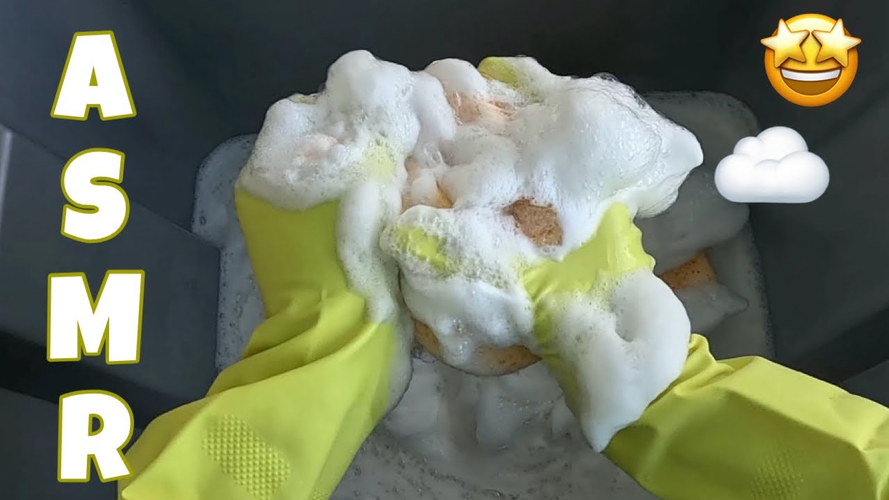 ASMR | SATISFYING SPONGE SQUEEZING WITH DAWN AND PINE-SOL *extra fluffy suds!*