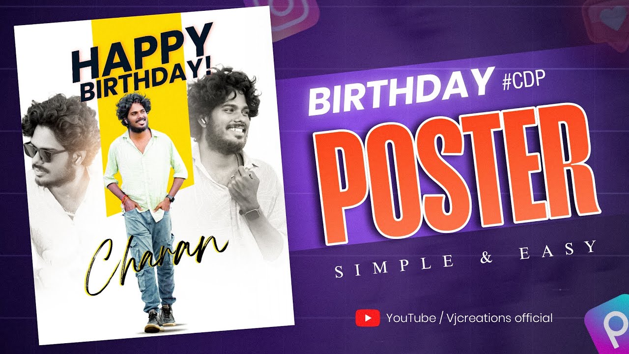 How to edit Birthday Poster in Picsart | CDP Edit for Instagram & WhatsApp | #birthday #poster