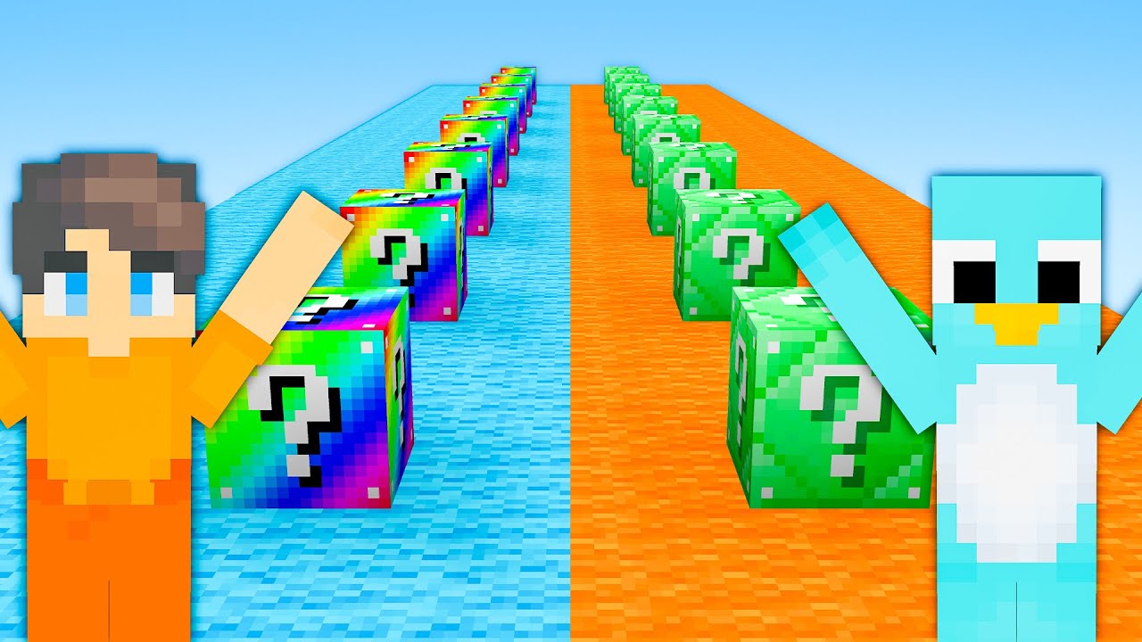 Playing a LUCKY BLOCK RACE in Minecraft!