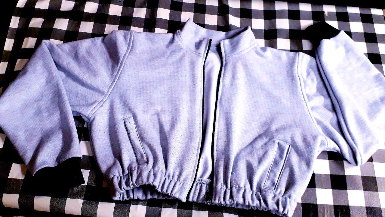 Como fazer JAQUETA FEMININA com bolso embutido em moletom