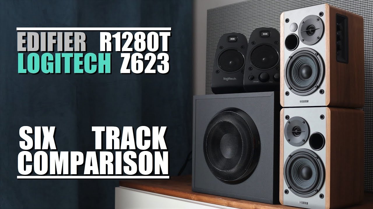 Logitech Z623 vs Edifier R1280T  ||  6-Track Comparison