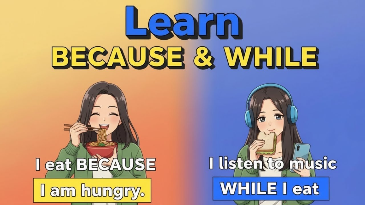 Урок по теме &laquo;33 английских предложения с союзами BECAUSE и WHILE&raquo;.