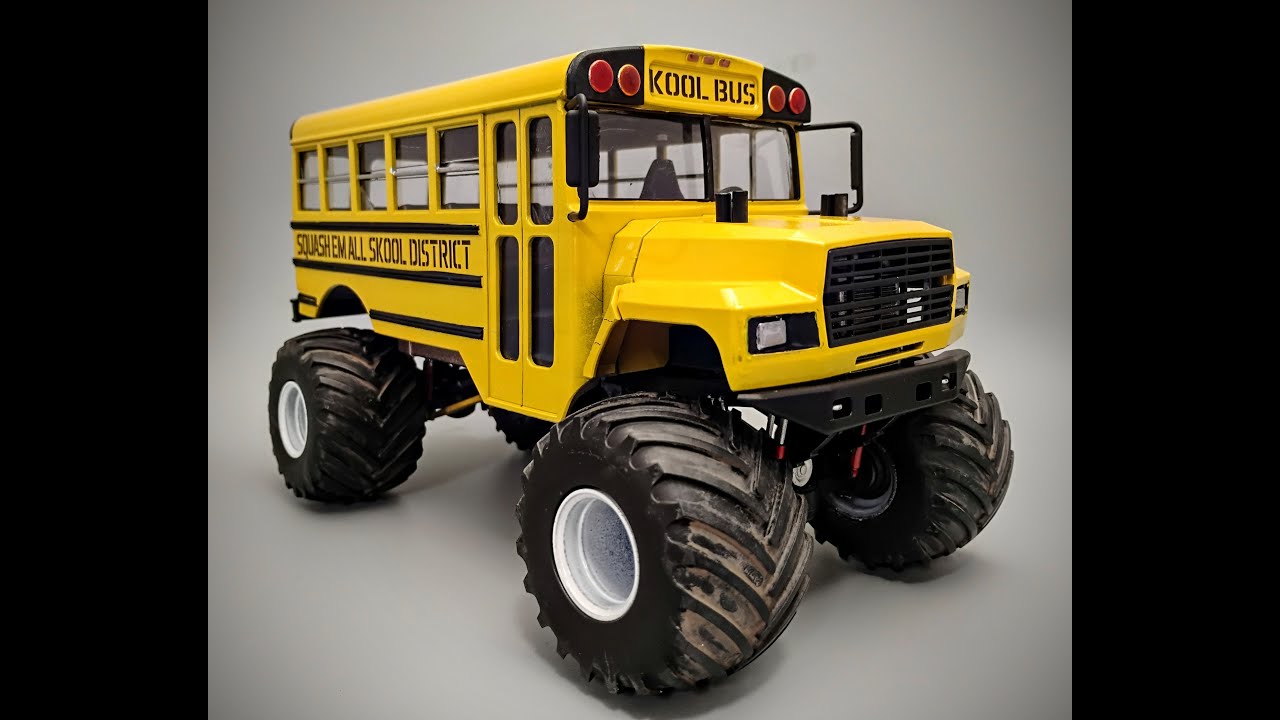 NEW Monster Truck School Bus Turbo V12 1/24 Scale Model Kit Build How To Assemble Paint 3D Printing
