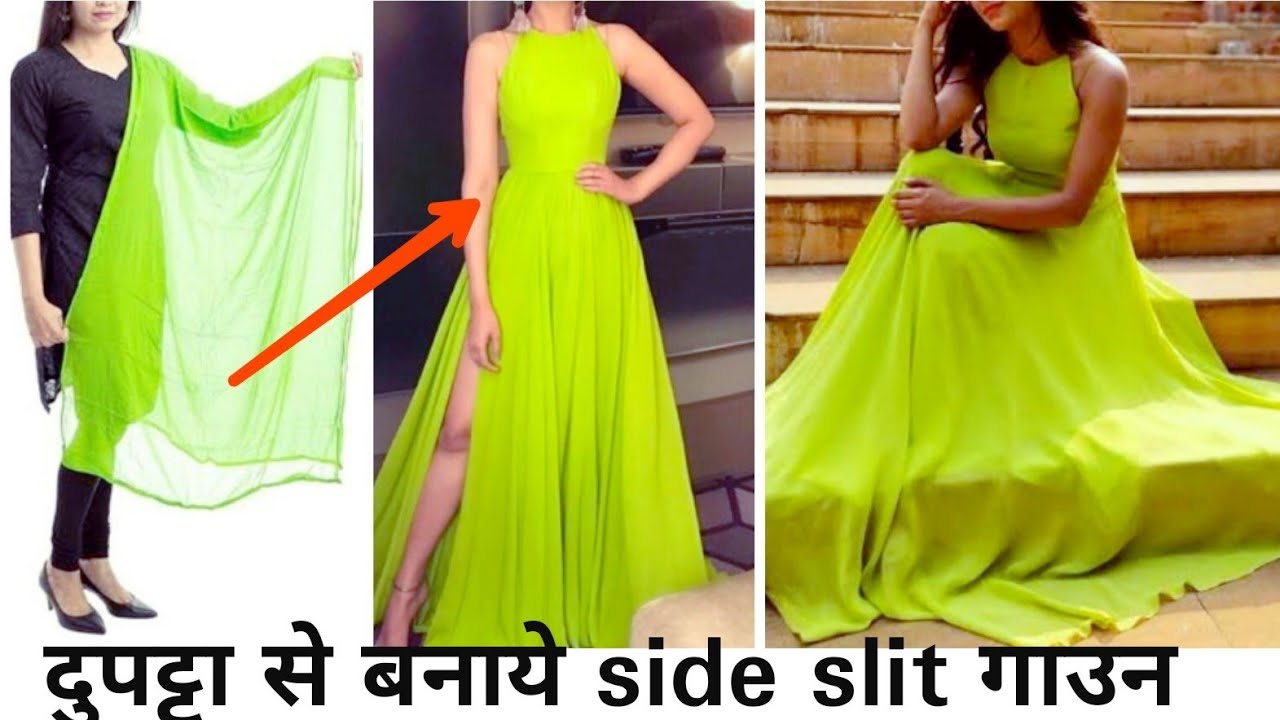 Convert Old Dupatta Into Side Slit Dress/Kurti || Reuse Old Dupatta