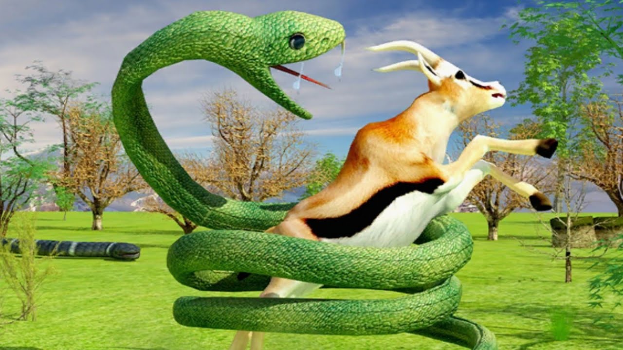 Anaconda Snake Simulator salvando cobras e caçando animais (gameplay).