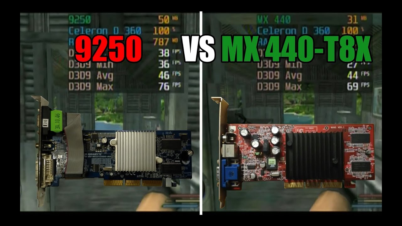 Radeon 9250 vs GeForce4 MX440-T8X Test in 8 Games (No FPS Drop Capture Card)