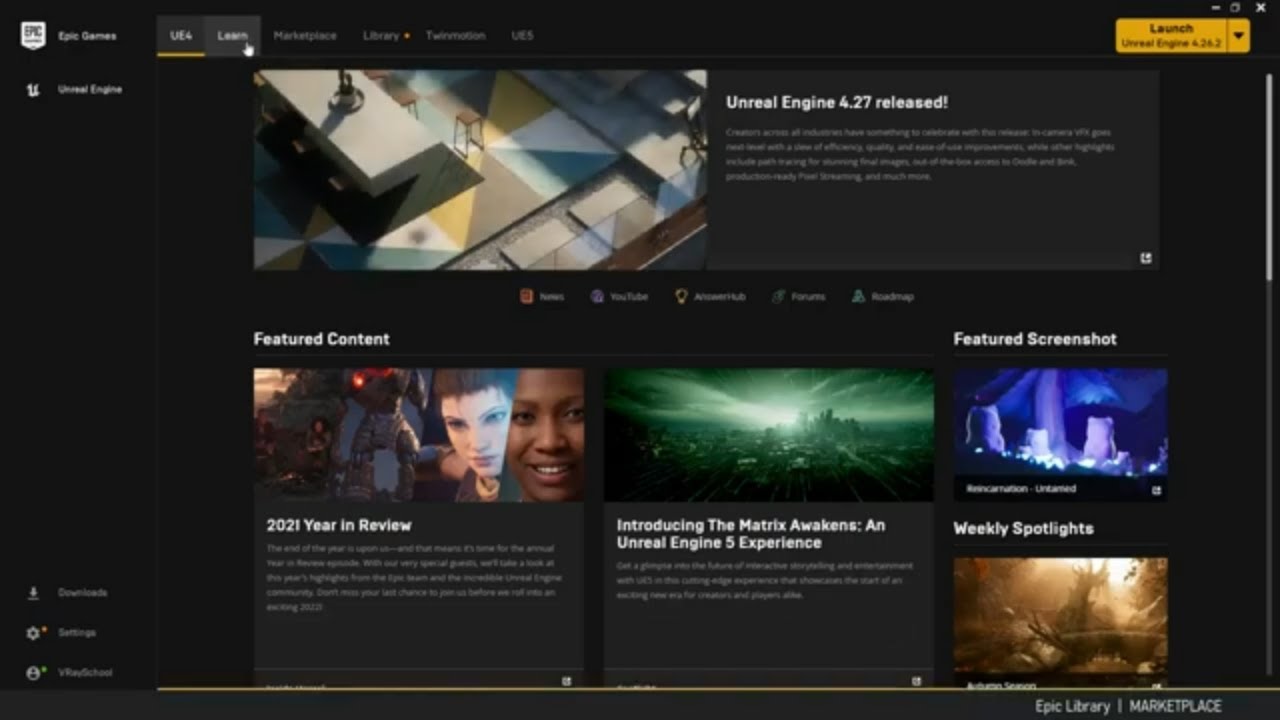 UNREL ENGINE Marketplace Epic library