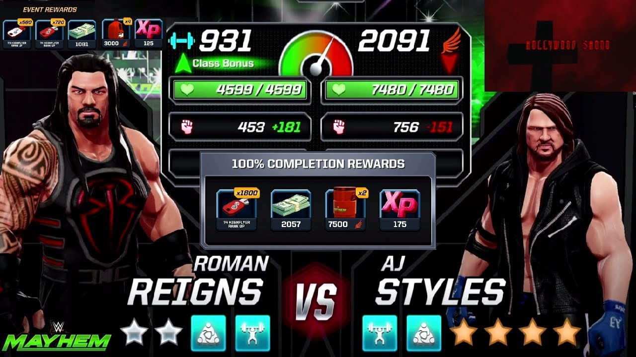 WWE Mayhem - 2 Star Roman Reigns and 4 Star Ted Dibiase High Flyer Insane Difficulty