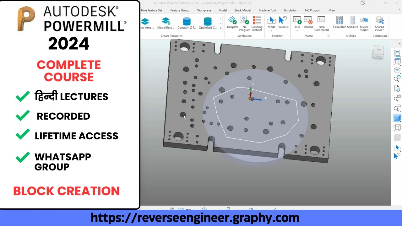 HINDI | 412. Create Block | PowerMill 2024 Programming Full Course WhatsApp/Call +91 9654816262