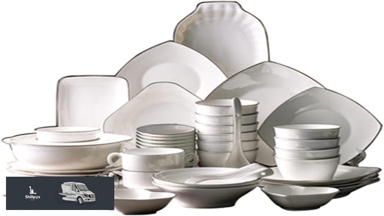 Dinner Plate Set of 42 50 66 Piece Kitchen Ceramic Cutlery Set for Microwave