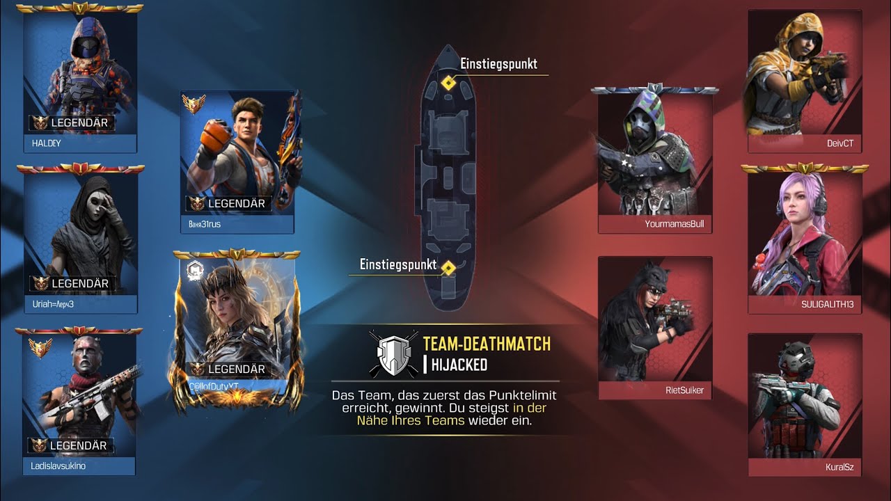 ✨💯✨Call of Duty mobile „Hijacked “ Team Deathmatch, ✨🥇1st.✨💥LEGENDÄRY💥🌟 Season 6/USS 9