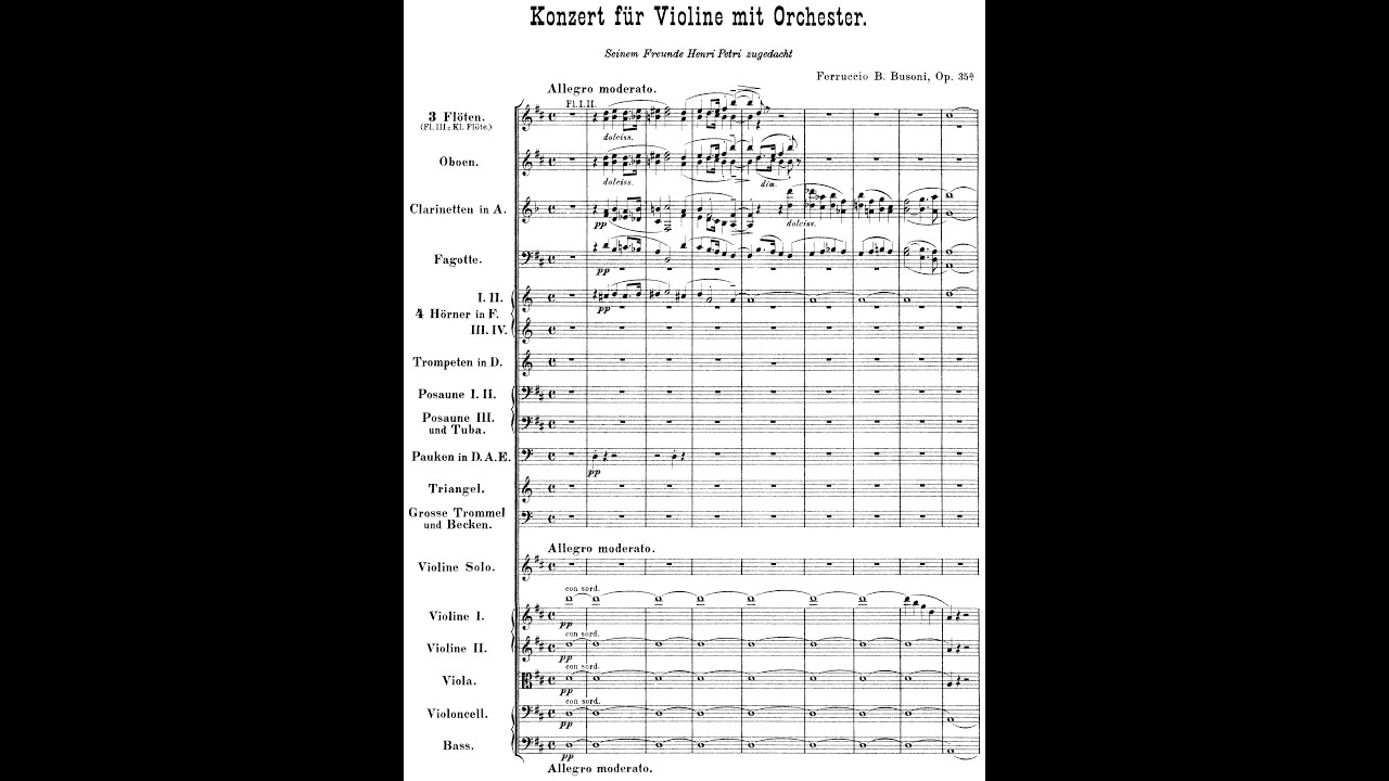 Violin Concerto in D Major Op.35a BV 243 By Ferruccio Busoni (with Score)