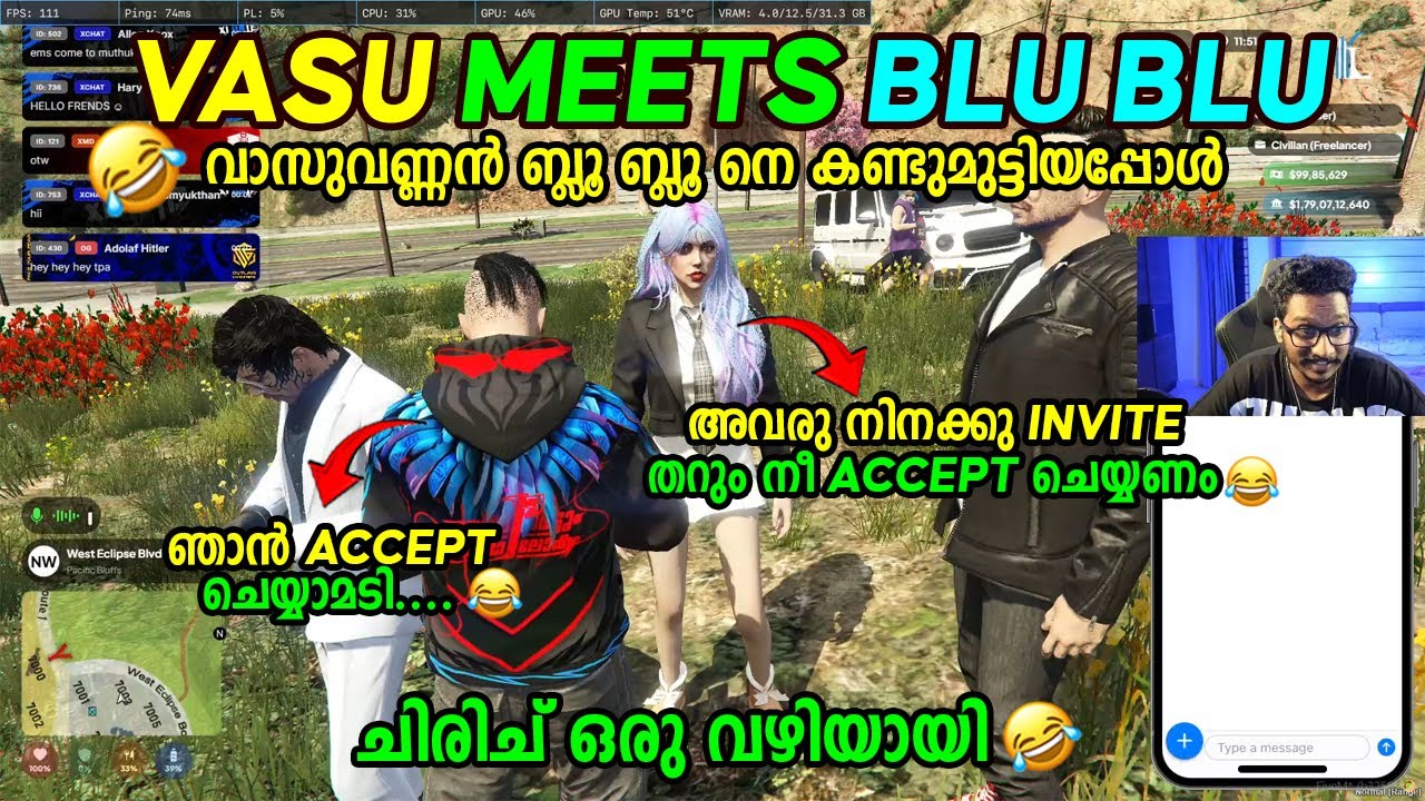 VASU MEETS BLU BLU 🤣🤣 വാസുവണ്ണൻ ബ്ലൂ ബ്ലൂ വിനെ കണ്ടുമുട്ടിയപ്പോൾ