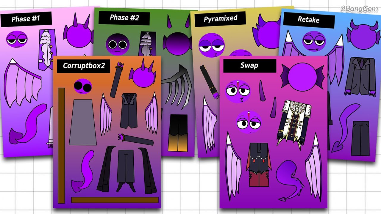 Sprunki Durple Human Edition 🌸 스프런키 더플 휴먼에디션 스티커북 꾸미기 (Corruptbox, ParaSprunki, Retake, Swap)