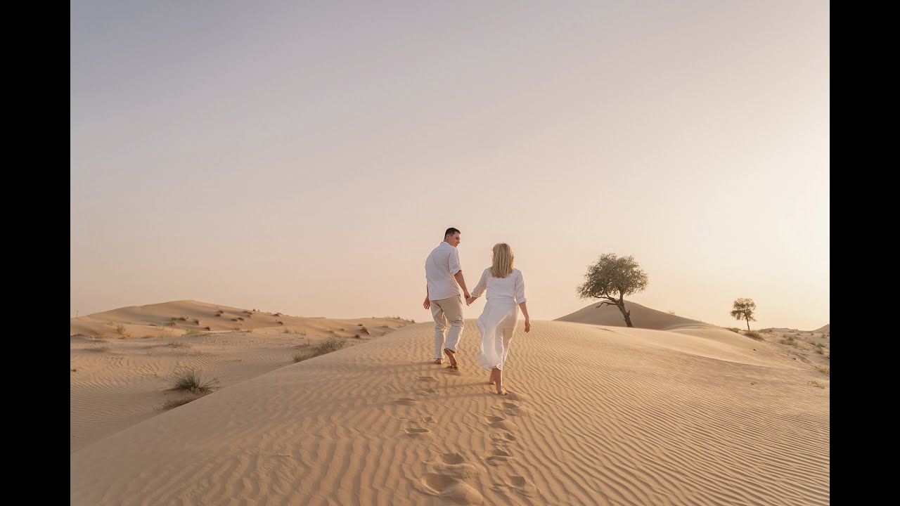 cinematic proposal in desert Abu Dhabi