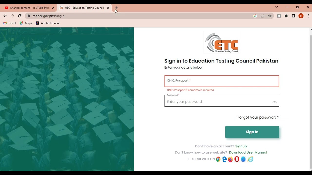 Problem Fixed! How to login HEC ETC Website. Invalid login credentials Solve
