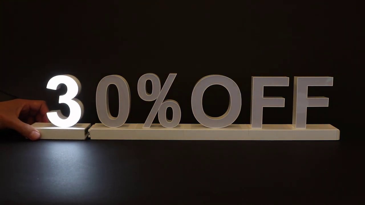 Changing LED Magnetic Letter % off signs