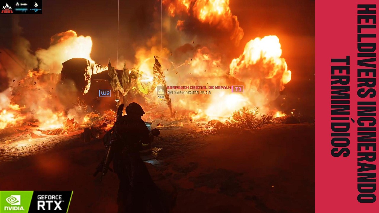 ⁣Helldivers 2: Incinerando os termin&iacute;dios.