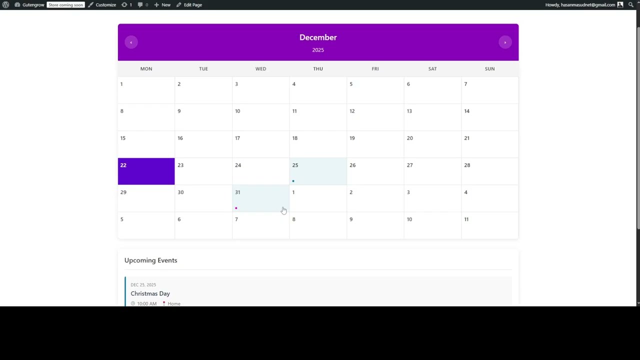 event calendar