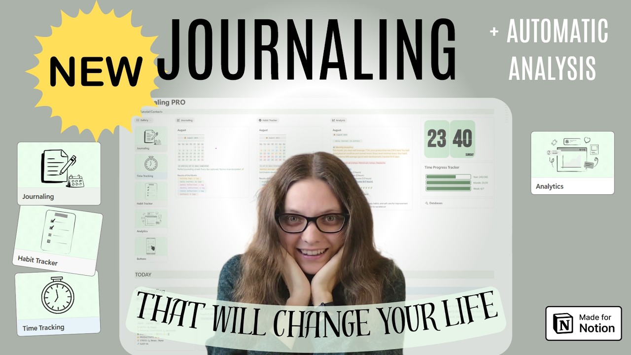 Notion Journaling PRO — Turn Daily Notes into Real Insights (Habits + Time + Analytics)