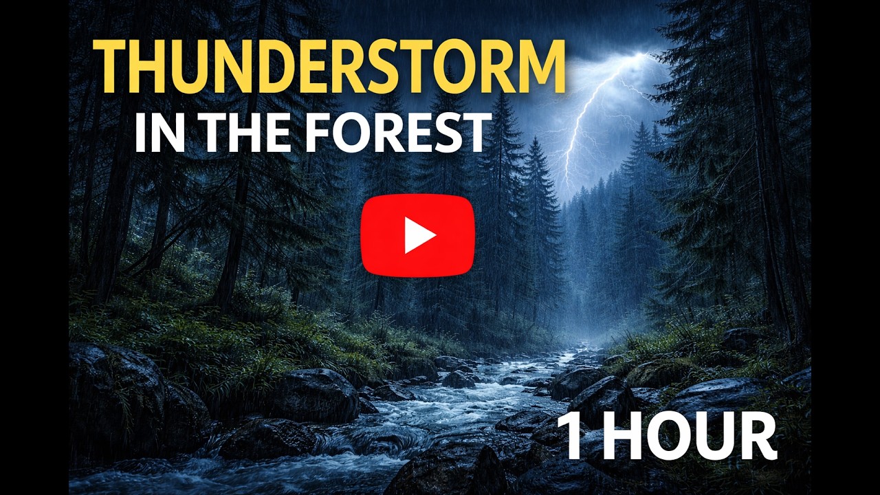Thunderstorm in the Forest 🌩️ | 1 Hour Heavy Rain & Thunder Sounds for Sleep, Relaxation & DeepFocus