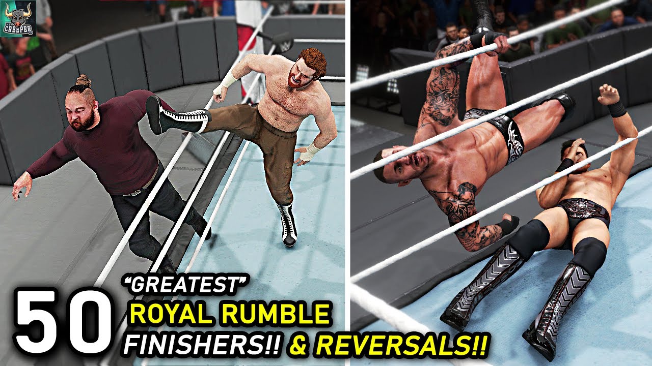 Top 50 Greatest Royal Rumble Finishers & Reversals!! WWE 2K22 Countdown