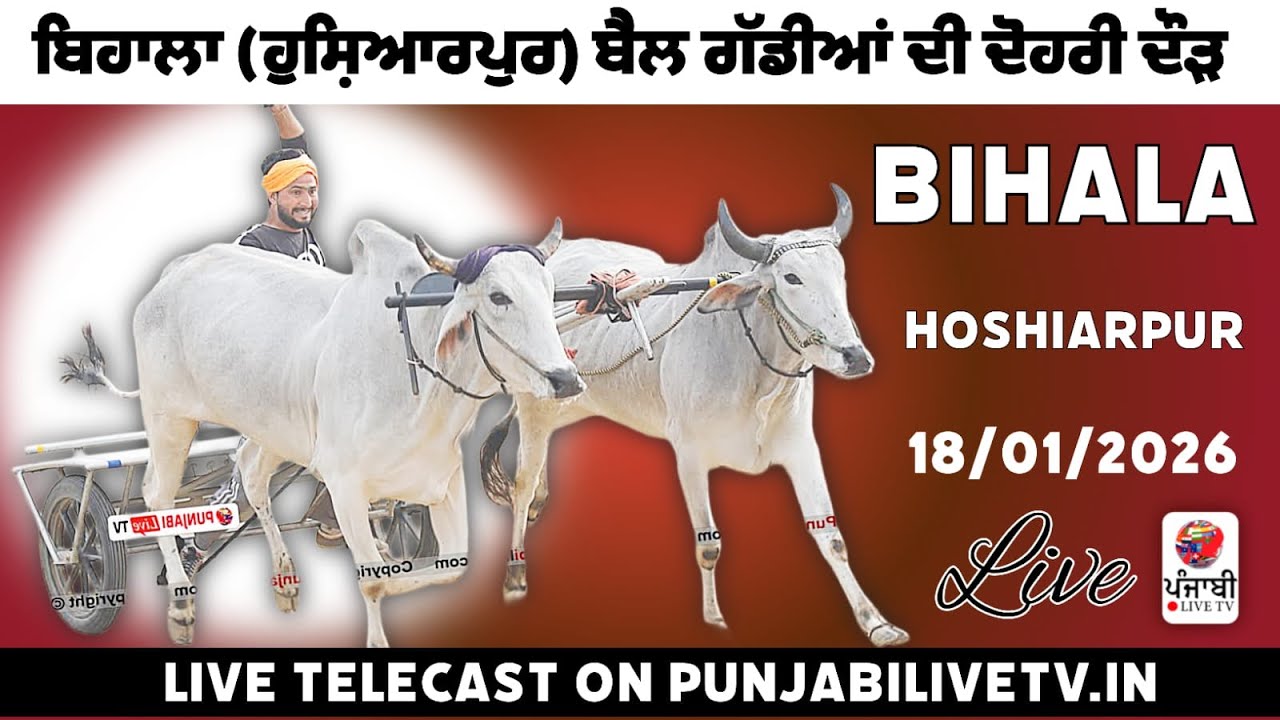 🔴[Live] ਬਿਹਾਲਾ (ਹੁਸ਼ਿਆਰਪੁਰ) ਬੈਲ ਗੱਡੀਆਂ ਦੀ ਦੋਹਰੀ ਦੋੜ 18 ਜਨਵਰੀ 2026