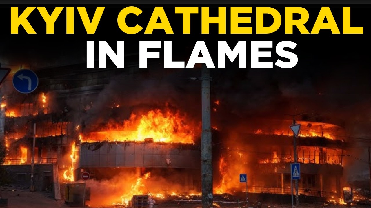 KYIV AIR STRIKE LIVE | Kyiv Under Massive Russian Missile Attack; Cathedral Ablaze | LIVE Footage