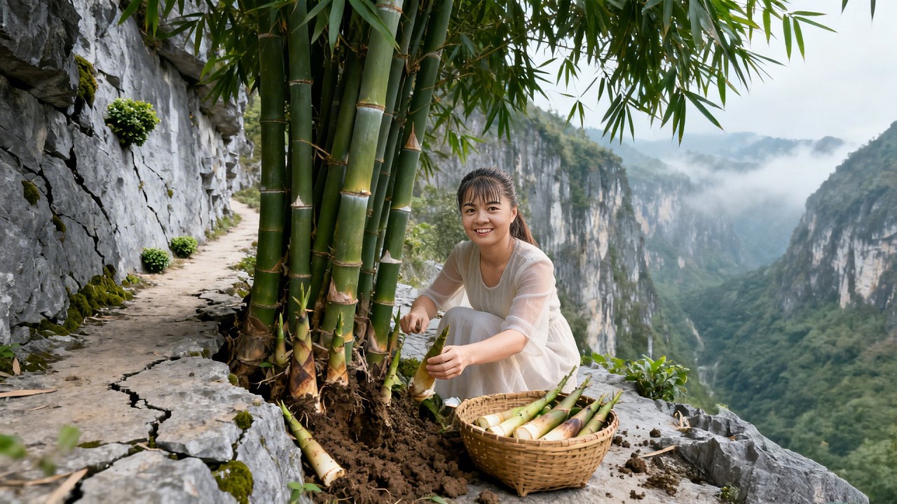 Satisfying Harvest | Harvesting Giant Bamboo Shoots in the Forest