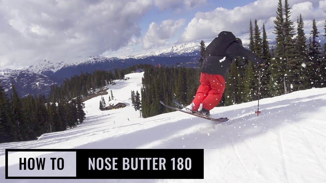 Как выполнить разворот на 180 градусов на лыжах (Nose Butter 180)