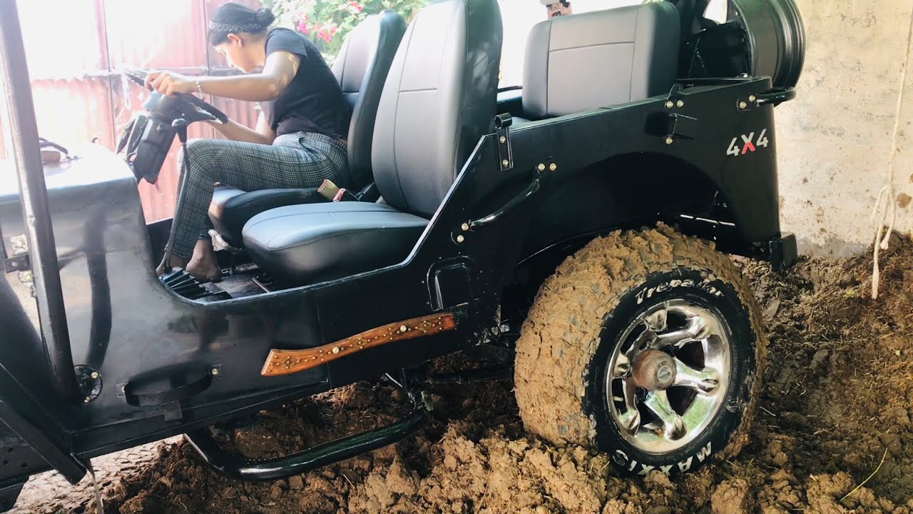 🛞 wheels spinning failed due to hard mud | car stuck girl 