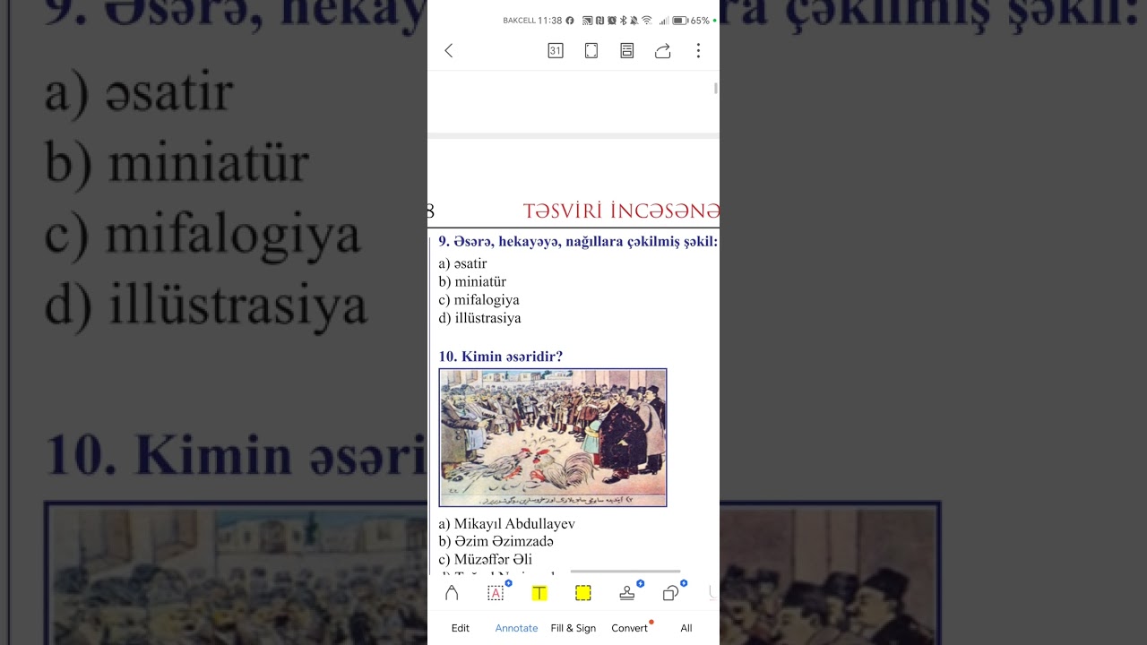 #testlər#2ci sinif təsviri incəsənət testlərin izahı