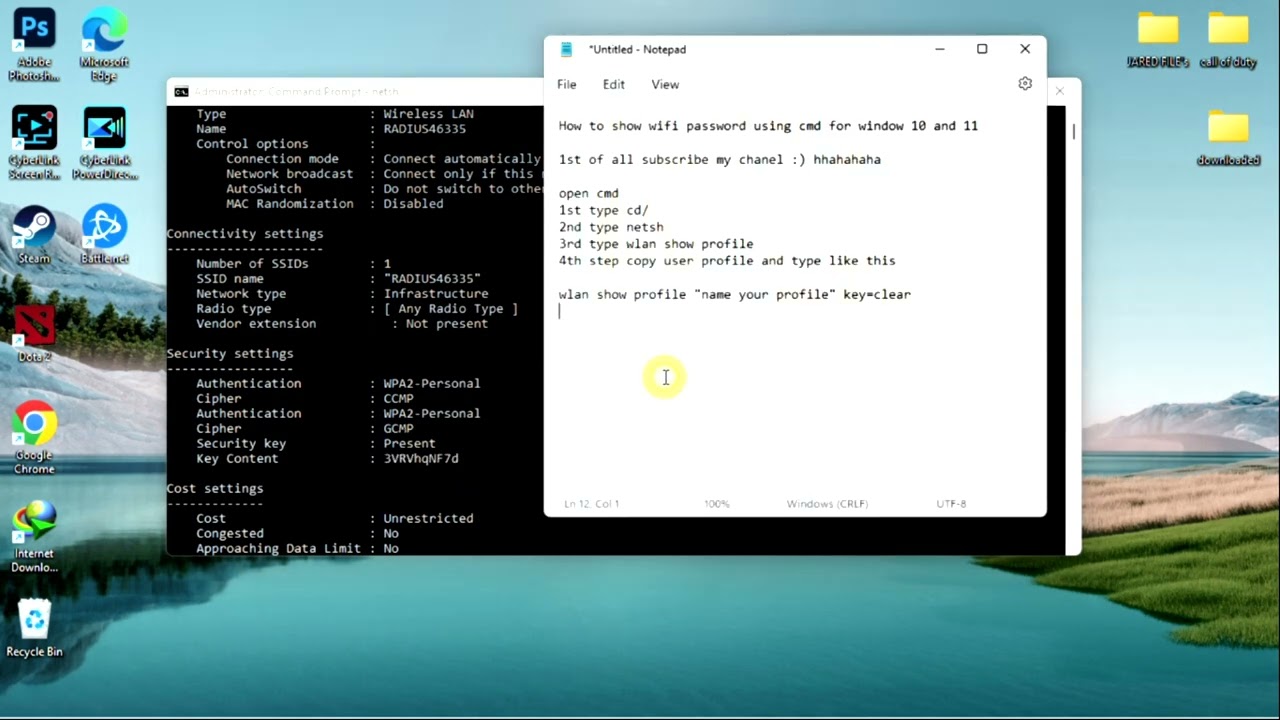 How to show Wifi password using CMD for Window 10 and 11
