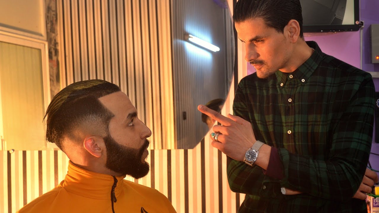حلاقة شبابيه  لي مغني الراب مع حلاق محترف  في ستيلات الشعر ولباس |  hairstyles for men with rapper