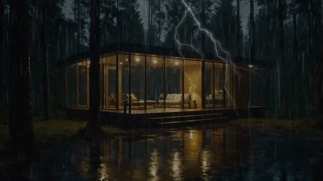 Relaxing Rain Ambience in a Warm Wooden Cabin | Sleep, Study, Focus