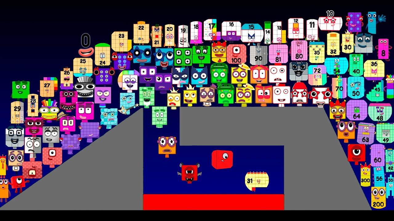ALL NUMBERBLOCKS VS SPRUNKI NUMBERBLOCKS Marble Race Algodoo - Learningblocks Marbles Tournament