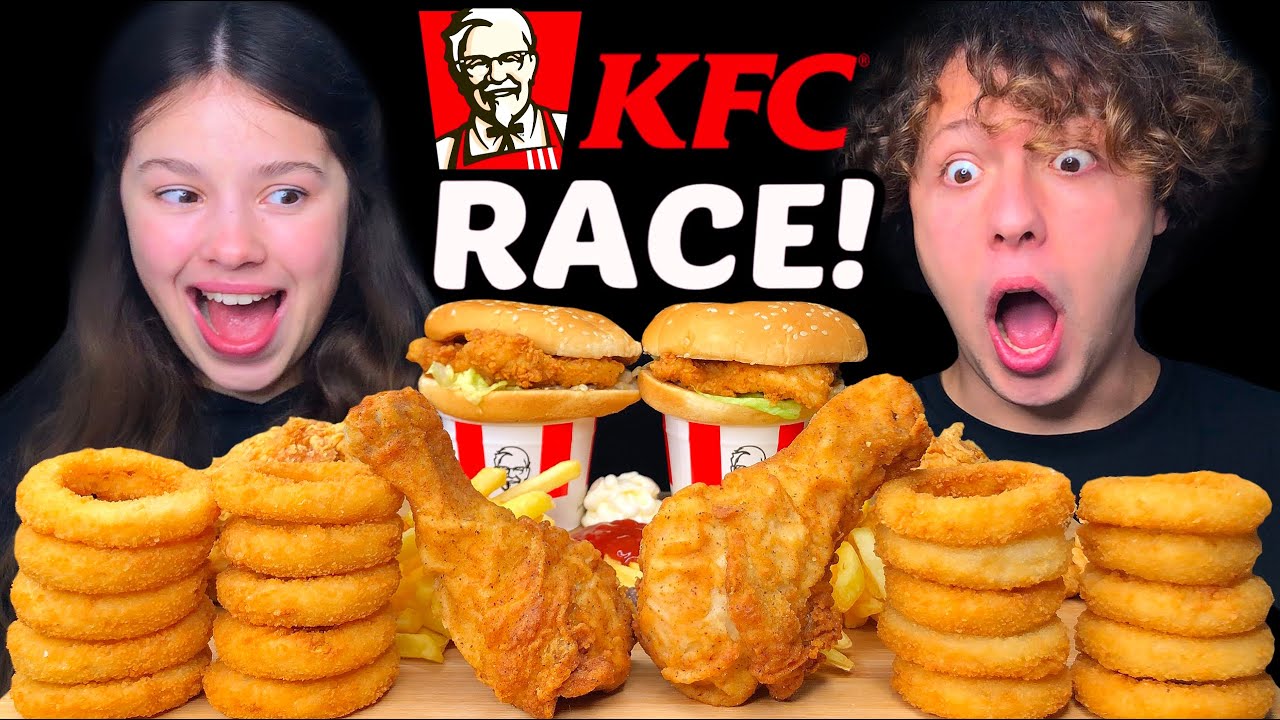 ASMR KFC RACE! FRIED CHICKEN, ONION RINGS, CHICKEN SANDWICHES MUKBANG EATING SOUNDS 먹방 Tati ASMR