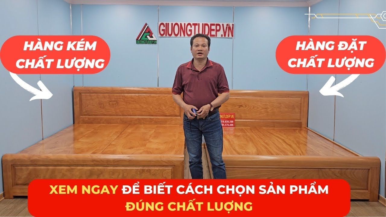 Giường Gỗ Gõ Đỏ Hiện Đại Bền Đẹp - mẫu Giường Ngủ Gỗ gõ đỏ trơn Đơn Giản Đẹp