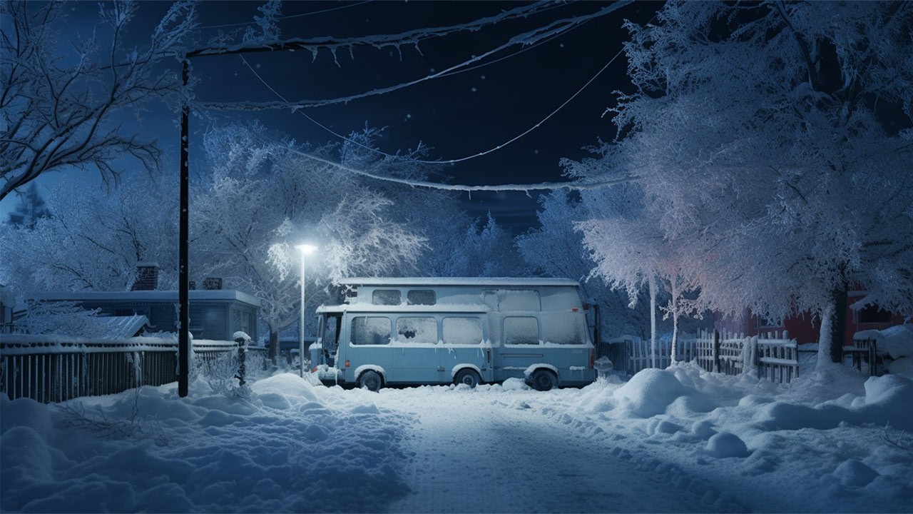 Relaxing and studying amidst a winter storm at a bus station | Heavy snowfall, strong winds