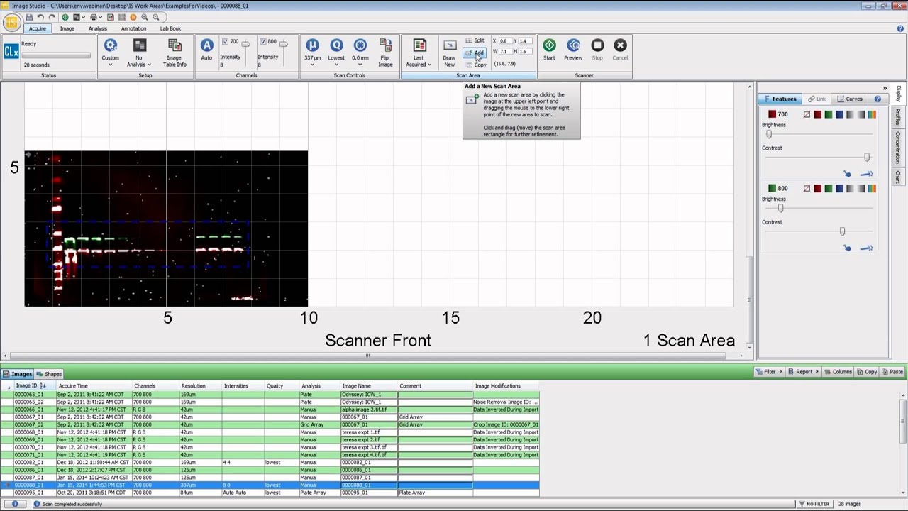 Image Studio 5.0 for Odyssey CLx ‑ Image Acquisition