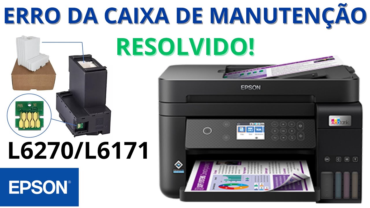 🖨️ IMPRESSORA EPSON RESET DA CAIXA DE MANUTENÇÃO E ALMOFADAS