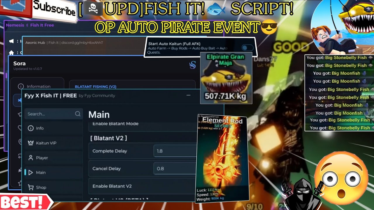 [🏴‍☠️UPD]Fish It!🐟 BEST SCRIPT🔥Auto Pirate Event😎,Kaitun Fishing/Blatant Fishing🤩,Auto Events+More✨