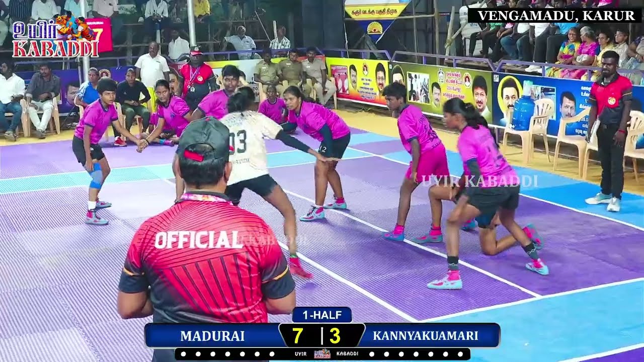 1-ROUND \\ MANI WATER MADURAI vs LAKSHMI PURAM KANNYAKUMARI // DMK WOMENS KABADDI MATCH, KARUR Dt