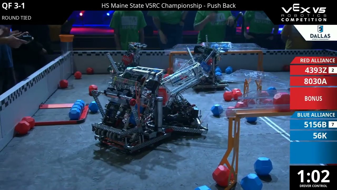 Maine Regionals : Default Division - QF #3-1 - 4393Z & 8030A vs 5156B & 56K - Auton + Driver
