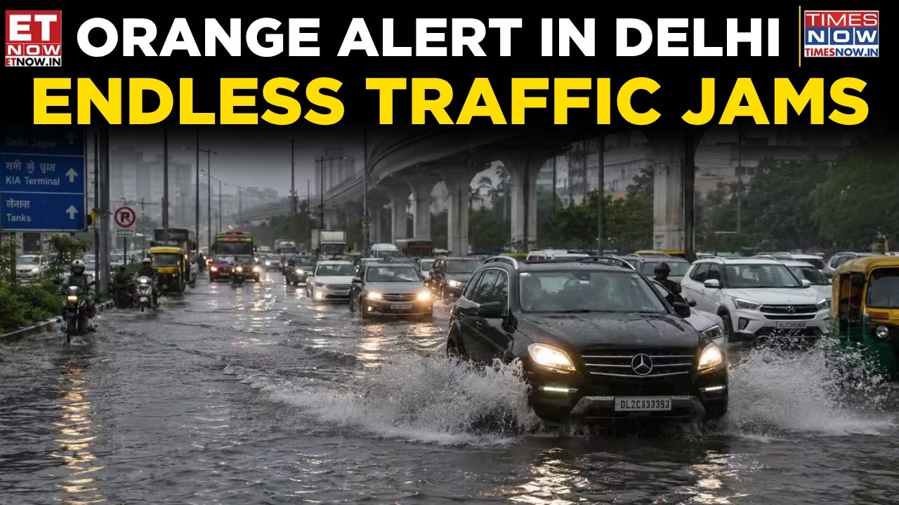 Delhi Drenched: Orange Alert As Roads Go Under Water, Commuters Stuck In Endless Jams | ET Now