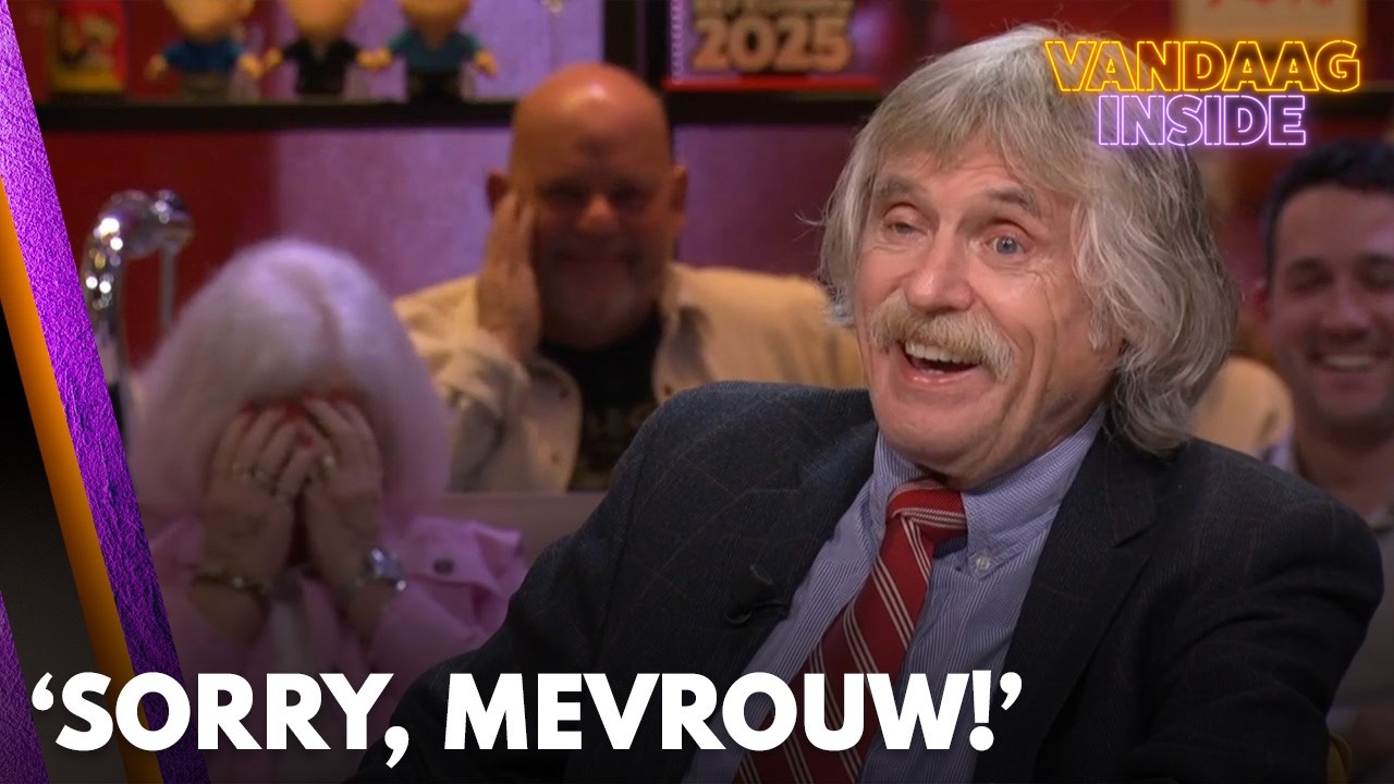 Vrouw achter Johan Derksen wordt plotseling onderwerp van gesprek over seks: 'Sorry, mevrouw!'