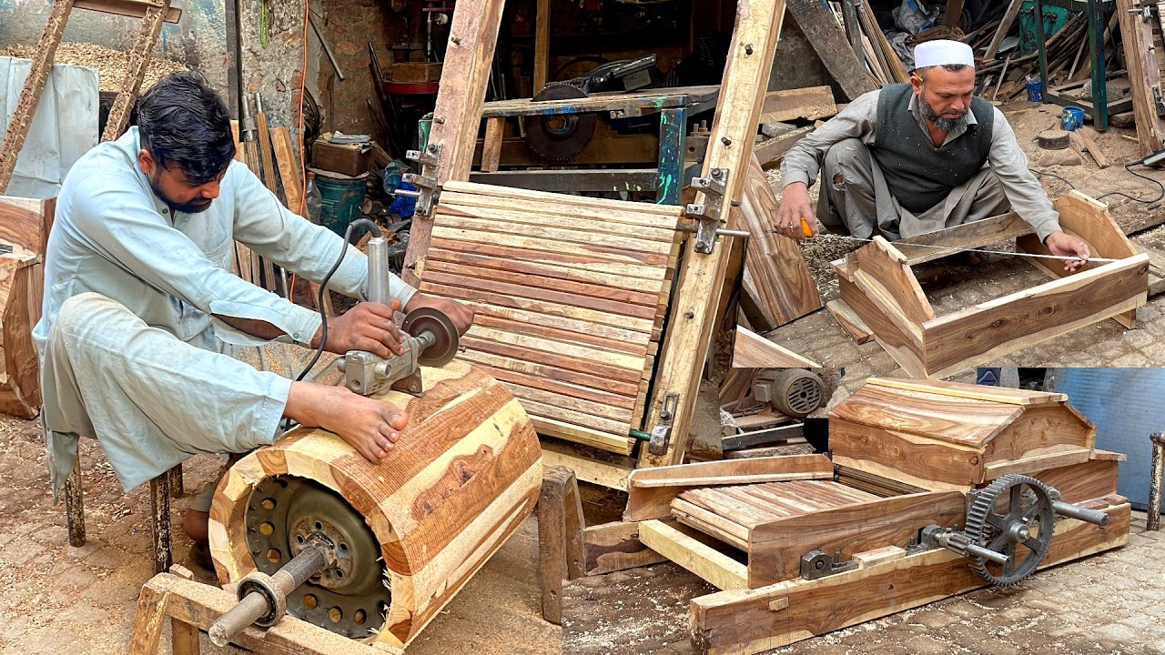 100 Years Old Cotton Carding Handmade Wooden Machine Making - Traditional Rui Penja Machine