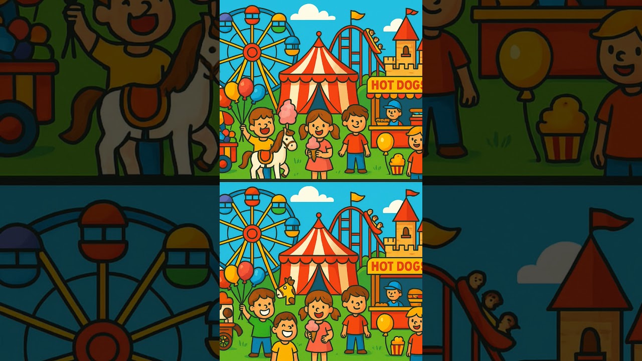 How Many Differences Can YOU Spot? 🎠 Amusement Park Puzzle