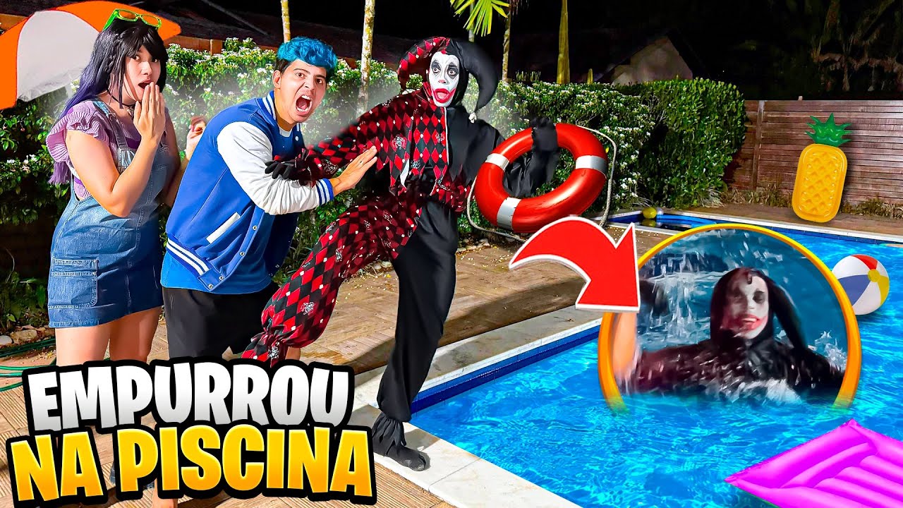 EMPURREI O PALHAÇO TROLLADOR DA DARKWEB NA PISCINA !! deu muito ruim*