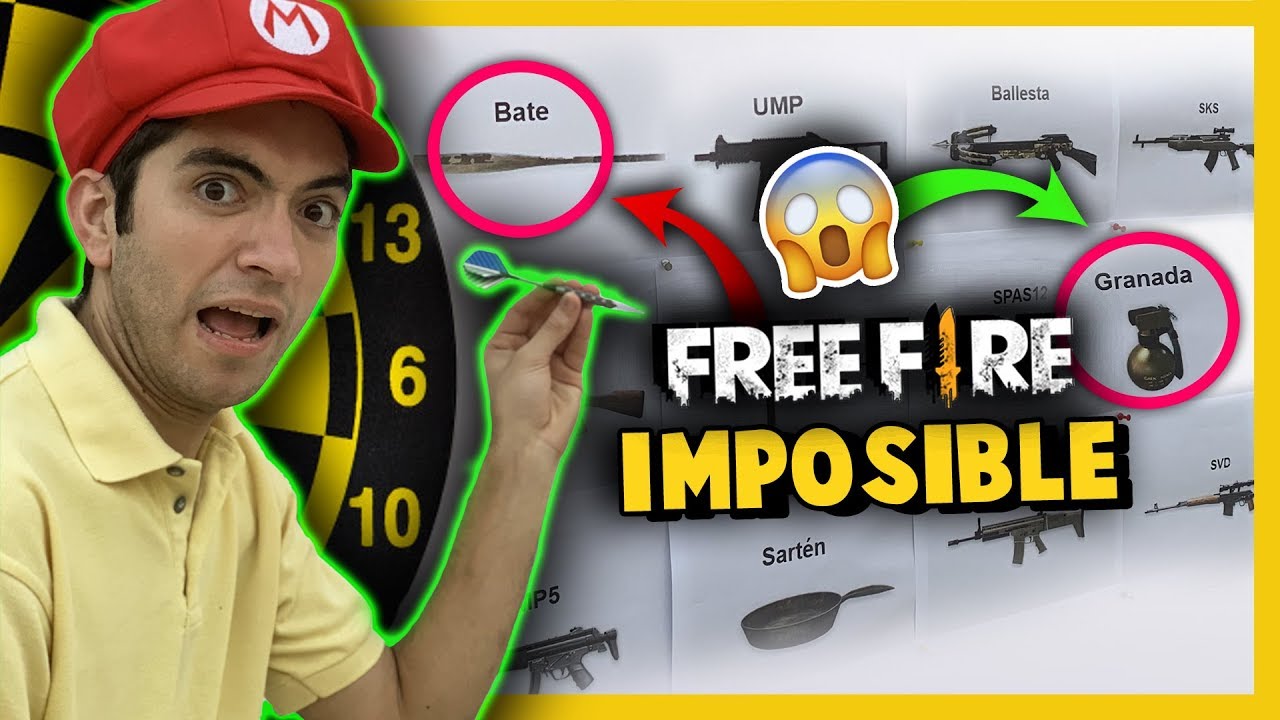 MI PRIMO LANZA DARDOS Y JUEGA FREE FIRE CON EL ARMA QUE CAIGA